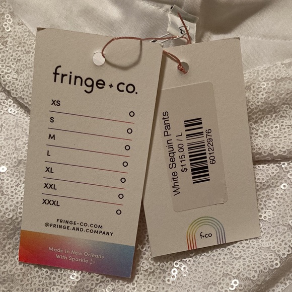 Fringe & Co. white sequin wide leg pants - Picture 4 of 6